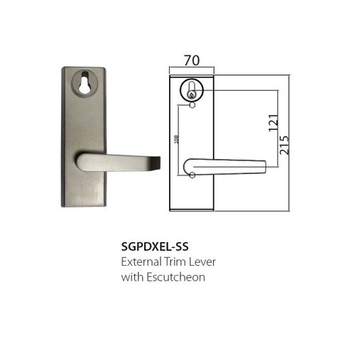 ESCUTCH. LEVER for Panic Exit Device - Entrance (Half Euro)