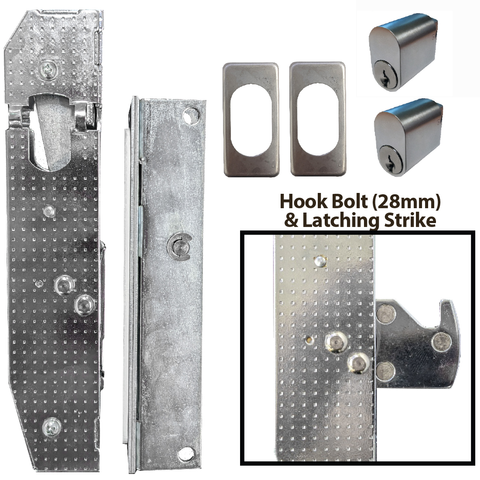 Deadlock Dble Cyl MORTICE LOCK (590) - Hook Bolt (28mm) & Latching Strike