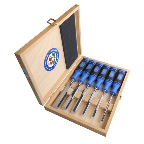 Bevel-Edge CHISEL 6-PCE SET (1008) - Wooden Storage Box