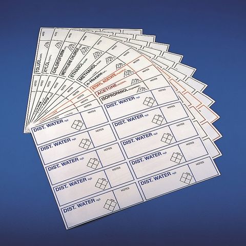 IDENTIFICATION LABELS - FOR BOTTLES - SHEET of 10 (ADHESIVE)