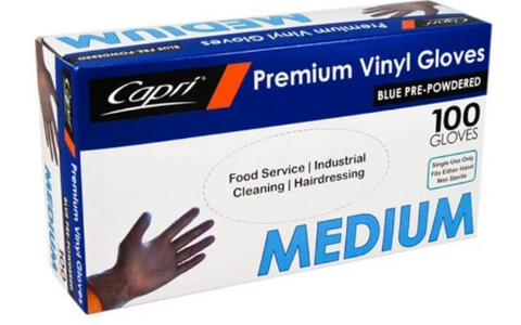 GLOVE VINYL BLUE-MED 100*10