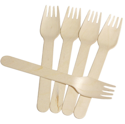 CUTLERY FORK WOOD 100SLV*10