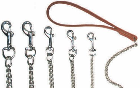 CHAIN LEAD WITH LEATHER HANDLE