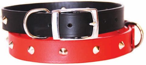 Collar Leather Deluxe Stud 35cm Blue