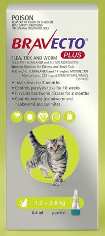*BravectoPlus Cat GREEN 1.2-2.8kg 1xtube