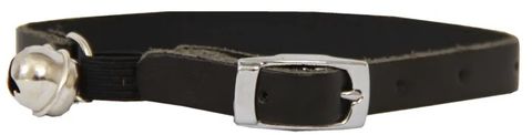 *Leather Cat Collar Safety w/Bell Black