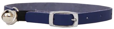 *Leather Cat Collar Safety w/Bell Blue