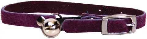 *Suede Cat Collar Safety w/Bell Purple