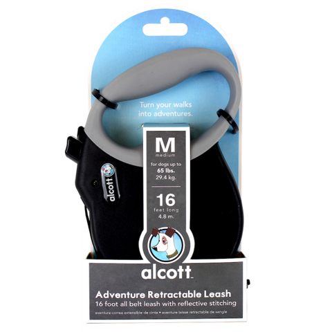 Alcott Retractable Lead Black Med 4.8mtr