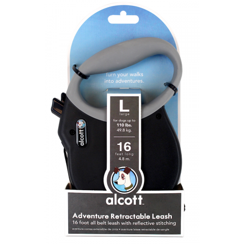 Alcott Retractable Lead Black Lg 4.8mtr