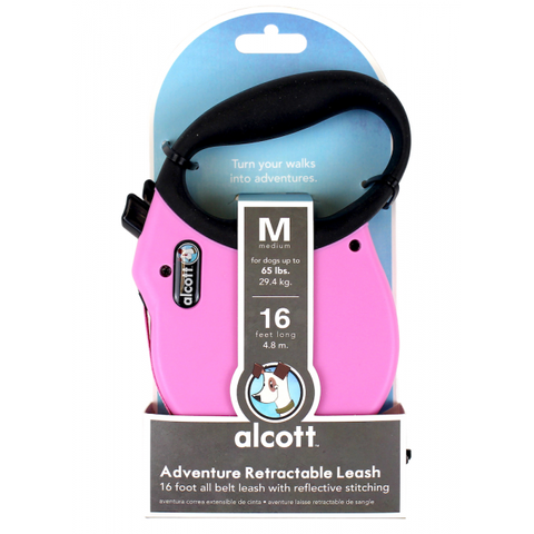 Alcott Retractable Lead Pink Med 4.8mtr