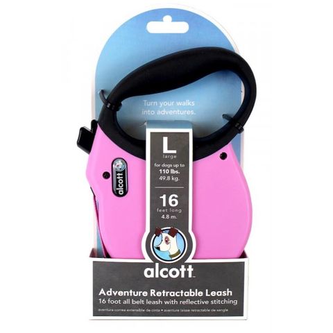Alcott Retractable Lead Pink Lge 4.8mtr