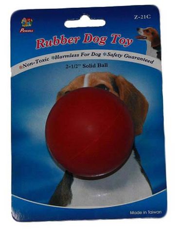 2.5" Solid Rubber Ball Red Dog Toy