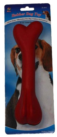 8.5" Solid Rubber Bone Red Dog Toy