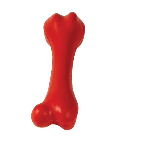 8.5" Solid Rubber Bone Red Dog Toy