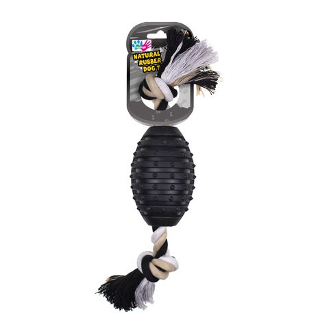 Paw Play Rubber Rugby w/Rope 25cm
