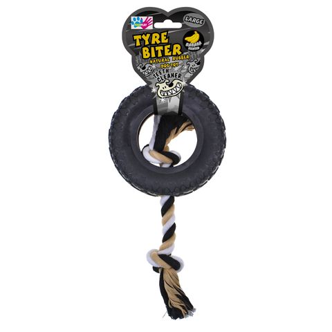 Paw Play HD RubberTyre w/Rope Lge 37cm