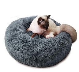 Small Grey Plush Cuddler Donut Bed 60cm