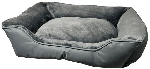 Medium Grey Canvas & Plush Lounger