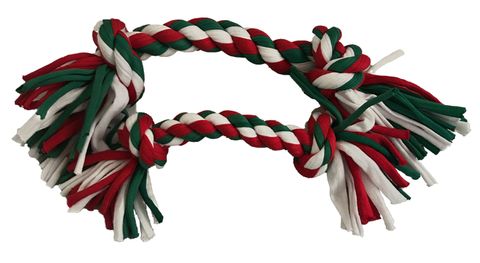 Xmas PawPlay 21cm Stretch Rope Bone