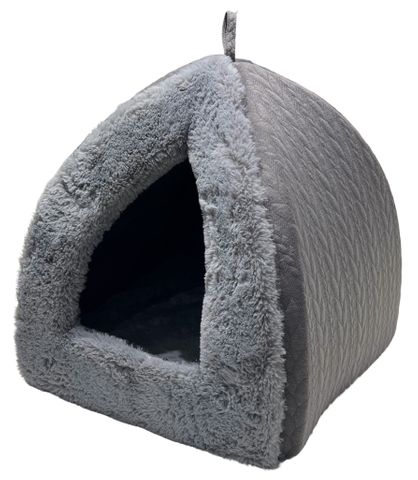 Cat Igloo Plush Grey/Cable Knit