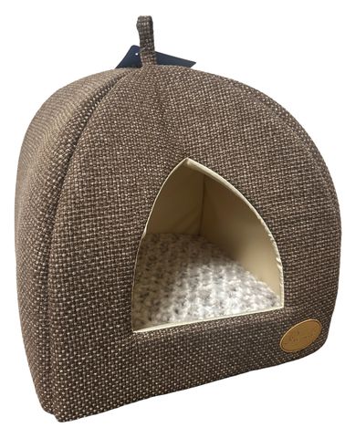 Cat Igloo Brown Woven/Plush Mat