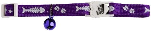 *Collar Cat Safe-Buckle Fish Bone Purple