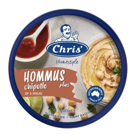 CHRIS' 8x200gm HOMMUS PLUS CHIPOTLE