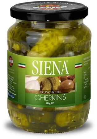 SIENA 12x680gm CRUNCHY DILL GHERKINS