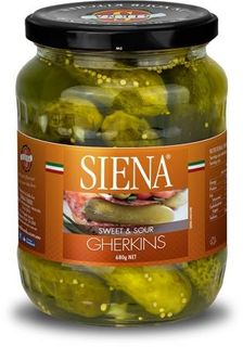 SIENA 12x680gm SWEET & SOUR GHERKINS