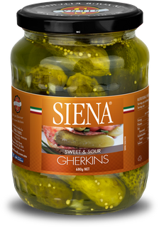 SIENA 12x680gm SWEET & SOUR GHERKINS