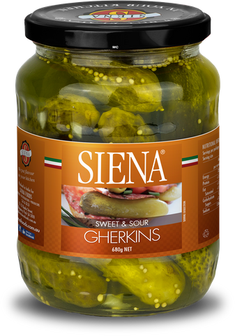 SIENA 12x680gm SWEET & SOUR GHERKINS