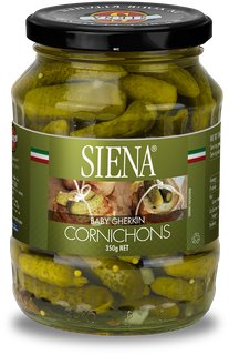 SIENA 12x350gm CORNICHONS (BABY GHERKIN)