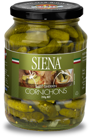 SIENA 12x350gm CORNICHONS (BABY GHERKIN)