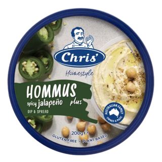 CHRIS' 8x200gm HOMMUS PLUS SPICY JALEPNO