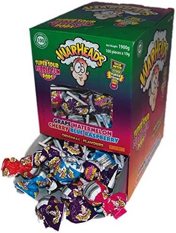 WARHEADS 100x19gm SUPER SOUR GUM POPS