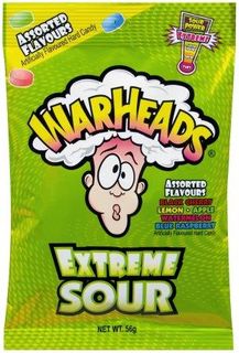 WARHEADS 12x56gm HARD CANDY PEG BAG