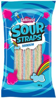LOLLILAND 12x160gm RAINBOW SOUR STRAPS