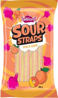 LOLLILAND 12x160gm PEACH RINGS S/STRAPS