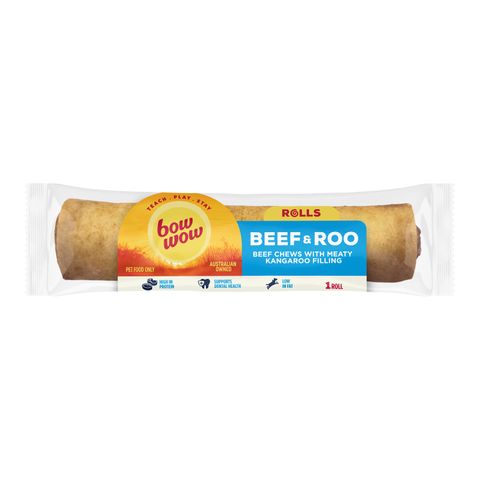 BOW WOW 24x1pk BEEF ROO ROLLS