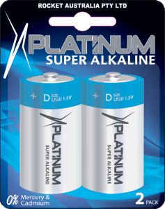 PLATINUM 6x2pk D SUPER ALKALINE BLUE