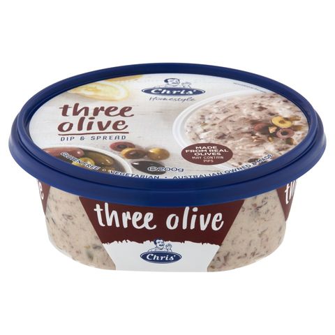 CHRIS' 8x200gm HOMESTYLE THREE OLIVE DIP