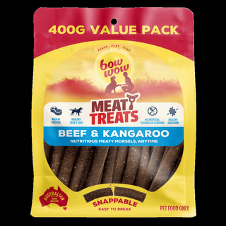 BOW WOW 4x400gm BEEF/KANGAROO MEAT TREAT