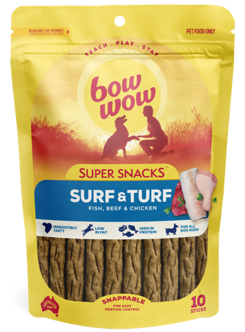 BOW WOW 10x10pk S/SNACK SURF & TURF