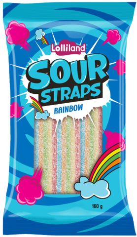 LOLLILAND 12x160gm RAINBOW SOUR STRAPS