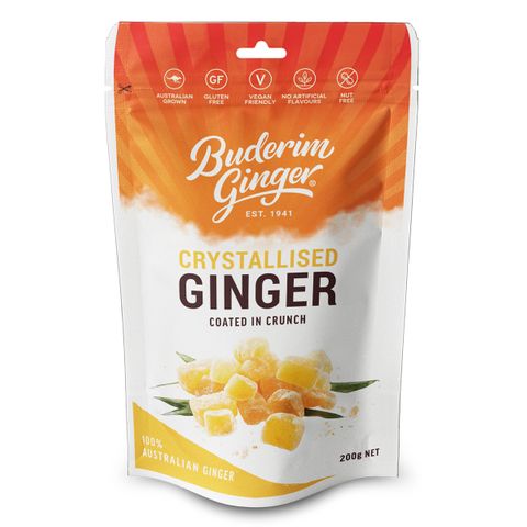 BUDERIM 7x200gm CRYSTALISED GINGER MILD