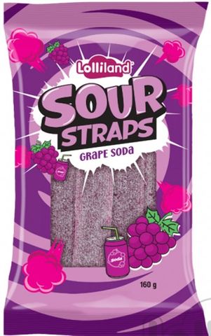 LOLLILAND 12x160gm GRAPE SODA S/STRAPS