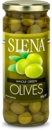 SIENA 6x450g WHOLE GREEN OLIVES