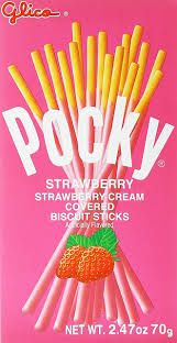 GLICO POCKY 10x45gm STRAWBERRY BISCUIT