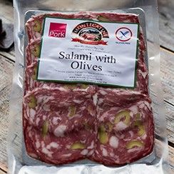 M/CATINI 12x100gm SALAMI GREEN OLIVES